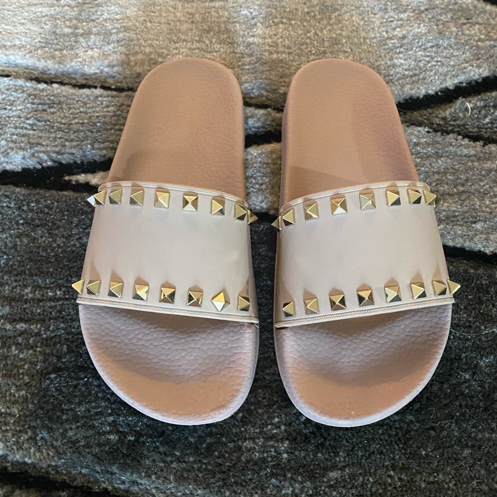 Valentino Rockstud Rubber Slider Sandal